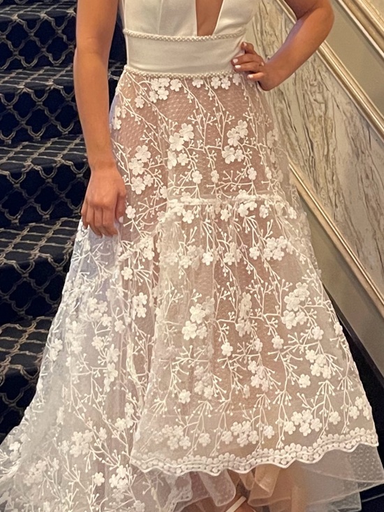Bronx and Banco Dresses & Skirts - Bronx & Banco Fiona Bridal Gown Size S White Floral Lace High Low Wedding Dress